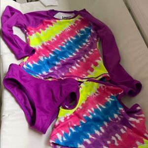Lands' End Kids' Vibrant Rashguard Set - Purple, Blue, Pink, Yellow